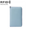 1659 RFID Anti-magnetic Anti-theft Passport Bag Document Bag Wallet(Linen Blue)