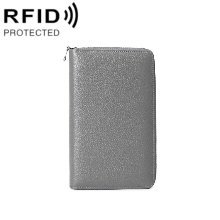 1659 RFID Anti-magnetic Anti-theft Passport Bag Document Bag Wallet(Grey)