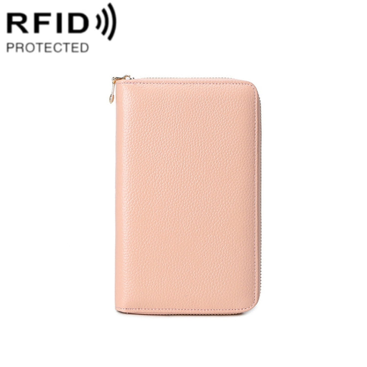 1659 RFID Anti-magnetic Anti-theft Passport Bag Document Bag Wallet(Baby Pink)