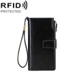 1669 RFID Anti-magnetic Anti-theft Retro Long Wallet Card Holder Document Bag(Midnight Black)
