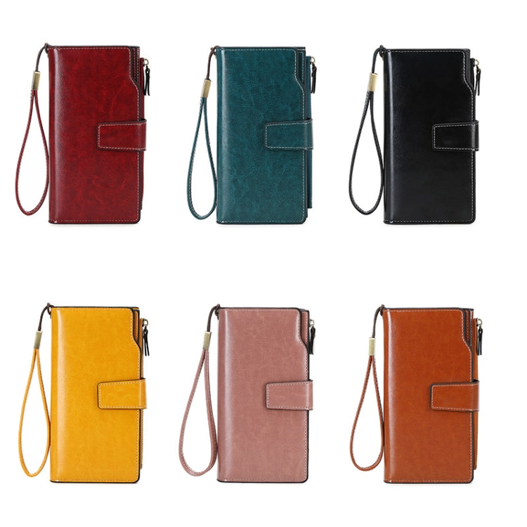 1669 RFID Anti-magnetic Anti-theft Retro Long Wallet Card Holder Document Bag(Retro Brown)