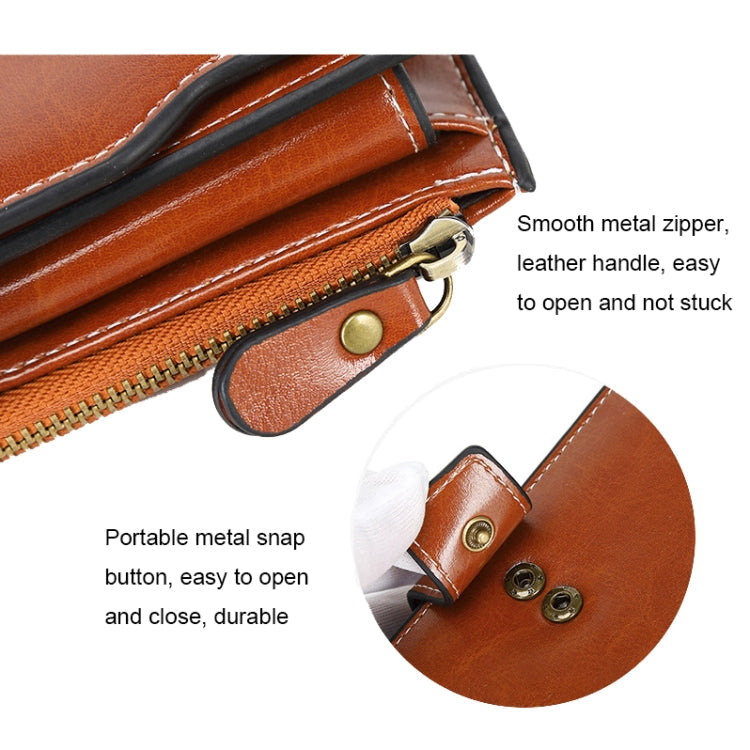 1669 RFID Anti-magnetic Anti-theft Retro Long Wallet Card Holder Document Bag(Midnight Black)