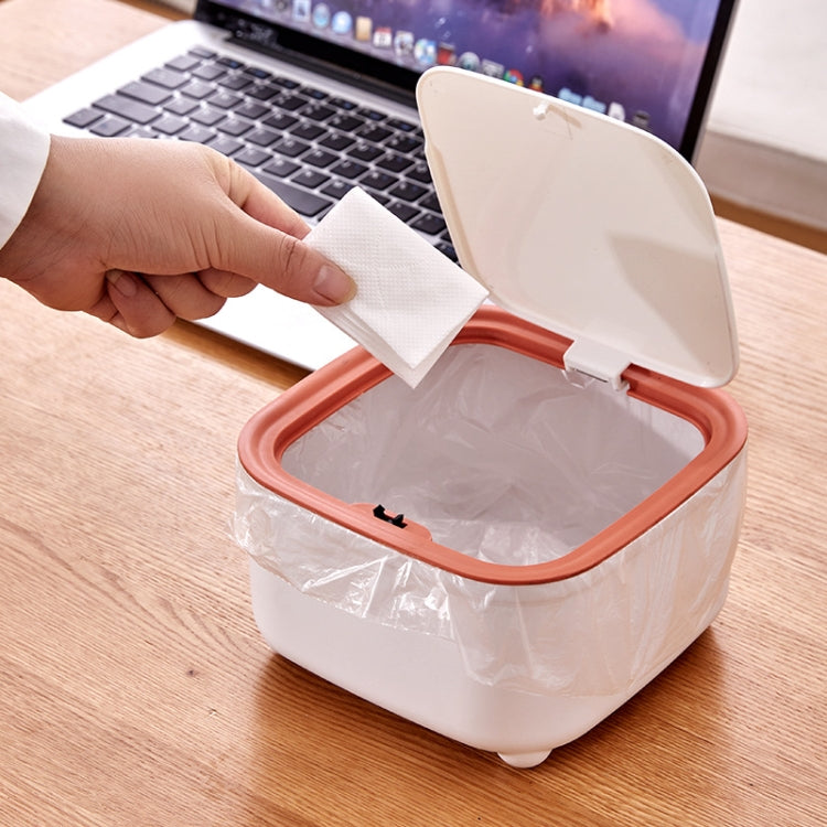 Home Desktop Mini Bomb Lid Trash Can Office Paper Basket(Blue)