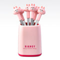 6 Forks + Base Set Stainless Steel Safe Portable Small Fork(Pink)