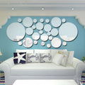 JM004 26PCS Bedroom Geometric Round Stereo Acrylic Mirror Wall Sticker(Silver)