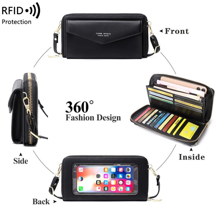 1665 RFID Anti-magnetic Anti-theft Touch Screen Cross-Body Phone Bag Card Holder(Royal Blue)