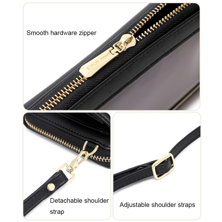 1665 RFID Anti-magnetic Anti-theft Touch Screen Cross-Body Phone Bag Card Holder(Red Wine)
