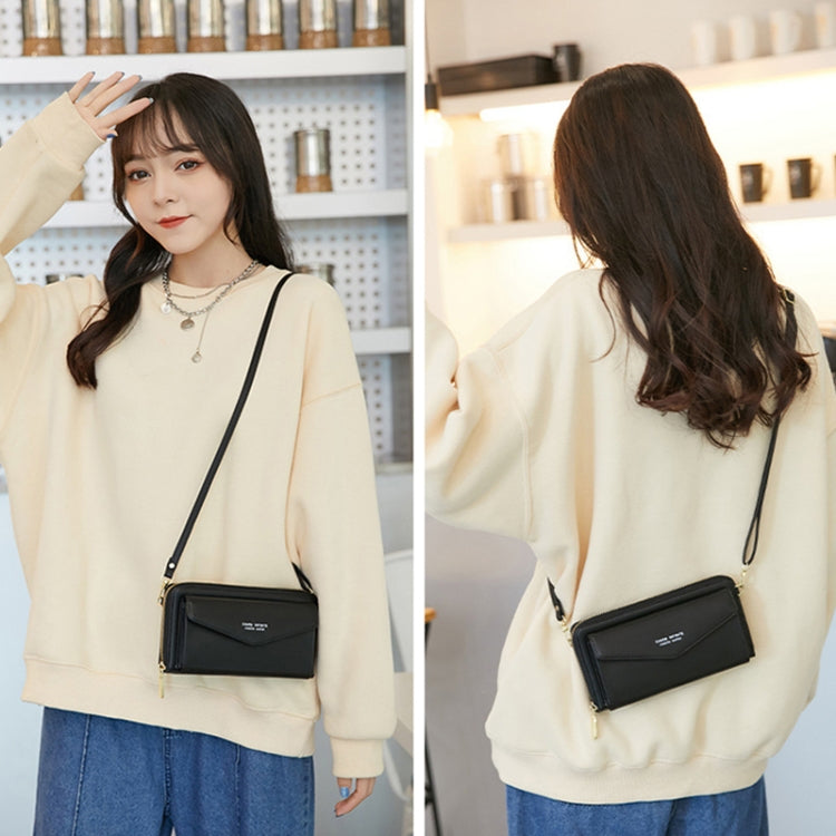 1665 RFID Anti-magnetic Anti-theft Touch Screen Cross-Body Phone Bag Card Holder(Black)