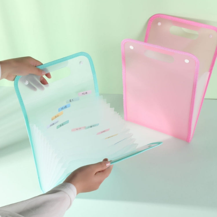 Business Office Folder Portable Vertical Organ Briefcase(Light Green)