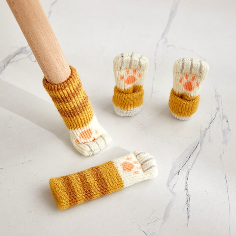 1 Set Double Knit Wear-Resisting Table Stool Leg Mute Protective Cover(Brown)