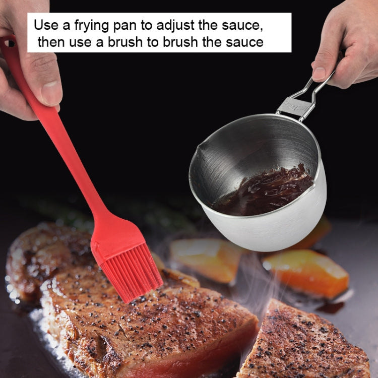 Stainless Steel Sauce Oil Pot + Silicone Oil Brush Set Outdoor BBQ Tools