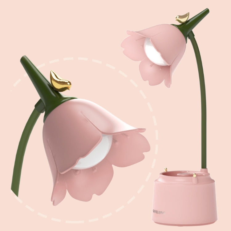 GIVELONG LED Foldable Desk Lamp Stylus Holder Night Light(Pink)