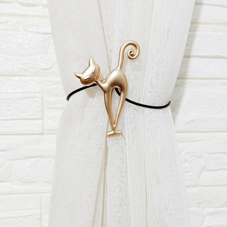 Long-leg Cat Curtain Buckle Free Punch Curtain Magnetic Buckle Strap(Asian Gold)