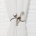 Long-leg Cat Curtain Buckle Free Punch Curtain Magnetic Buckle Strap(Asian Silver)