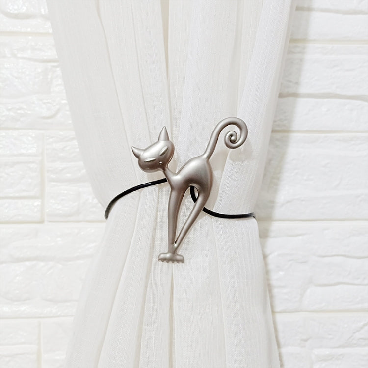 Long-leg Cat Curtain Buckle Free Punch Curtain Magnetic Buckle Strap(Asian Silver)