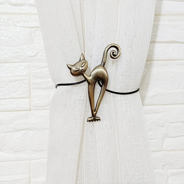 Long-leg Cat Curtain Buckle Free Punch Curtain Magnetic Buckle Strap(Green Bronze)
