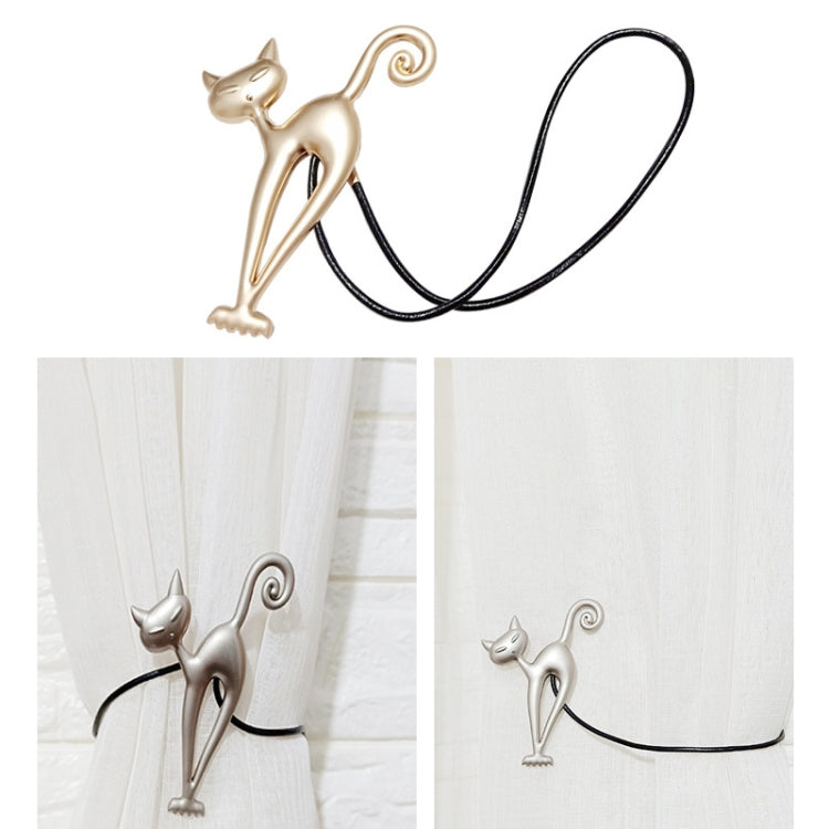 Long-leg Cat Curtain Buckle Free Punch Curtain Magnetic Buckle Strap(Green Bronze)