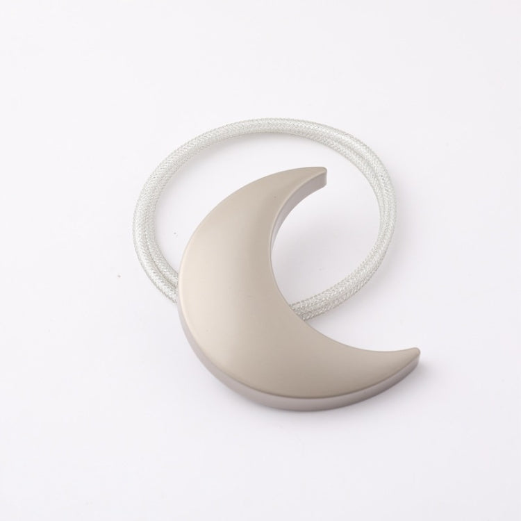 Metal Curtain Magnetic Buckle Tie Free Punch Moon Curtain Tie(Silver)