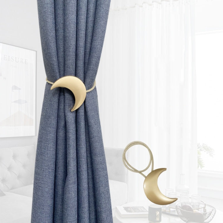 Metal Curtain Magnetic Buckle Tie Free Punch Moon Curtain Tie(Silver)