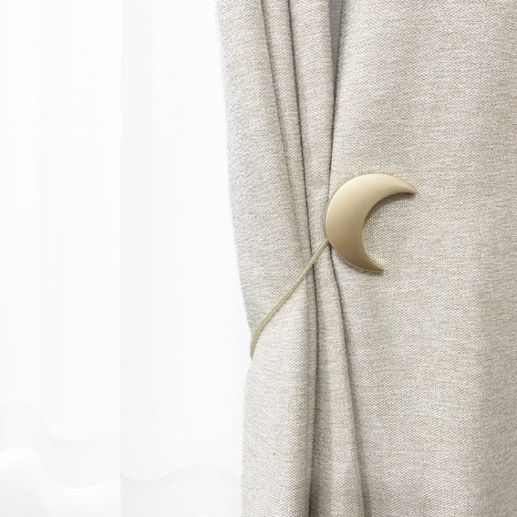 Metal Curtain Magnetic Buckle Tie Free Punch Moon Curtain Tie(Silver)