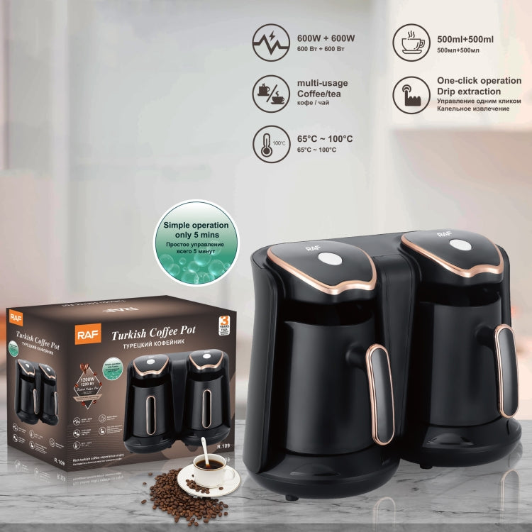 RAF R.109 Household Heating Coffee Pot Portable Office Coffee Tea Maker, EU Plug(Black Gold)