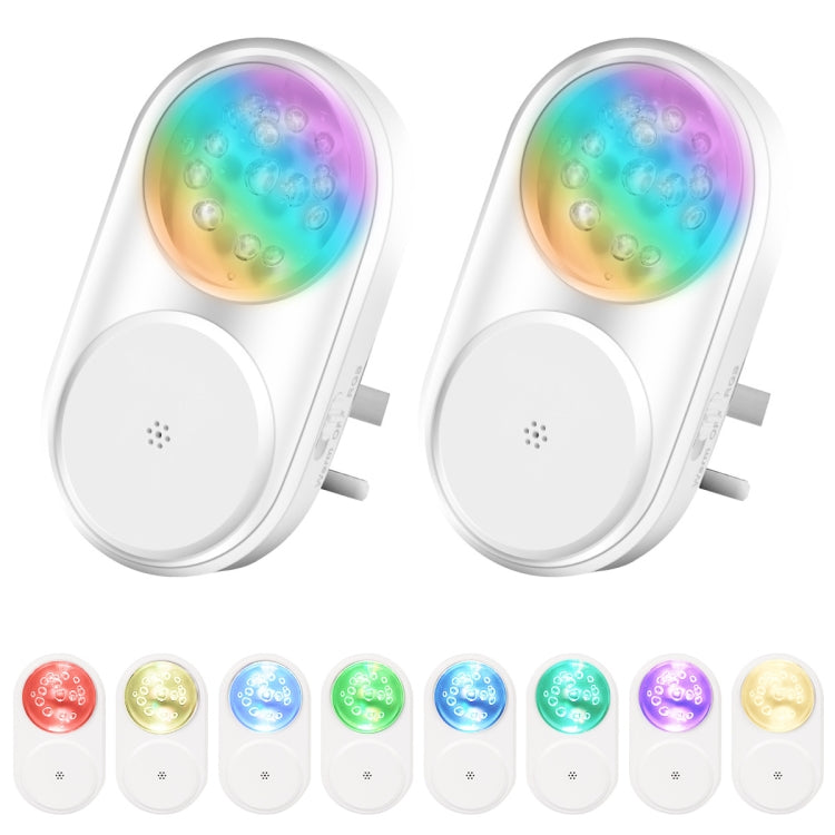 2 PCS Smart LED Light Control Night Light RGB Colorful Atmosphere Light with Sleeping Light(UK Plug)