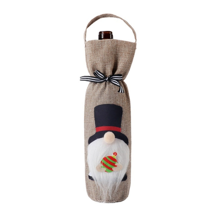 Christmas Decoration Supplies Tote Bottle Cover Champagne Red Wine Bag(Top Hat)