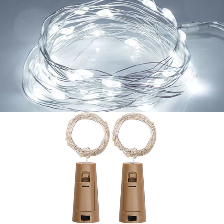 2 PCS LED Wine Cork Christmas Decorative String Lights, Spec: 1m 10 lights(White)