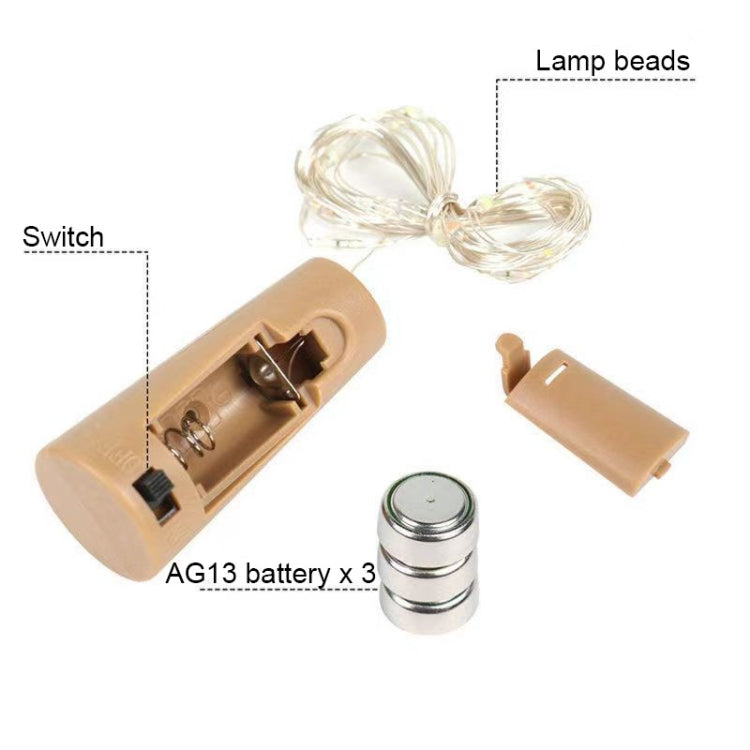 2 PCS LED Wine Cork Christmas Decorative String Lights, Spec: 1m 10 lights(White)