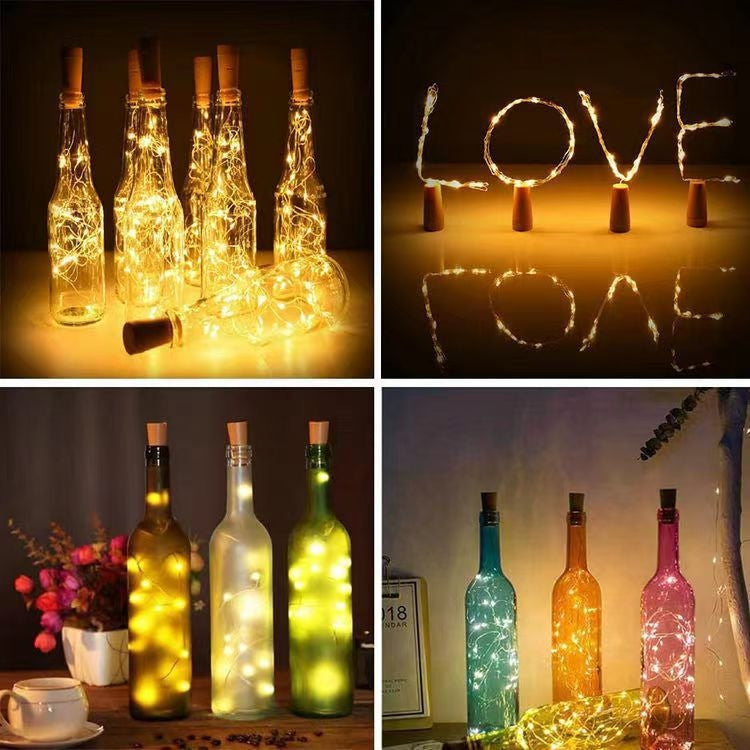 2 PCS LED Wine Cork Christmas Decorative String Lights, Spec: 1m 10 lights(White)