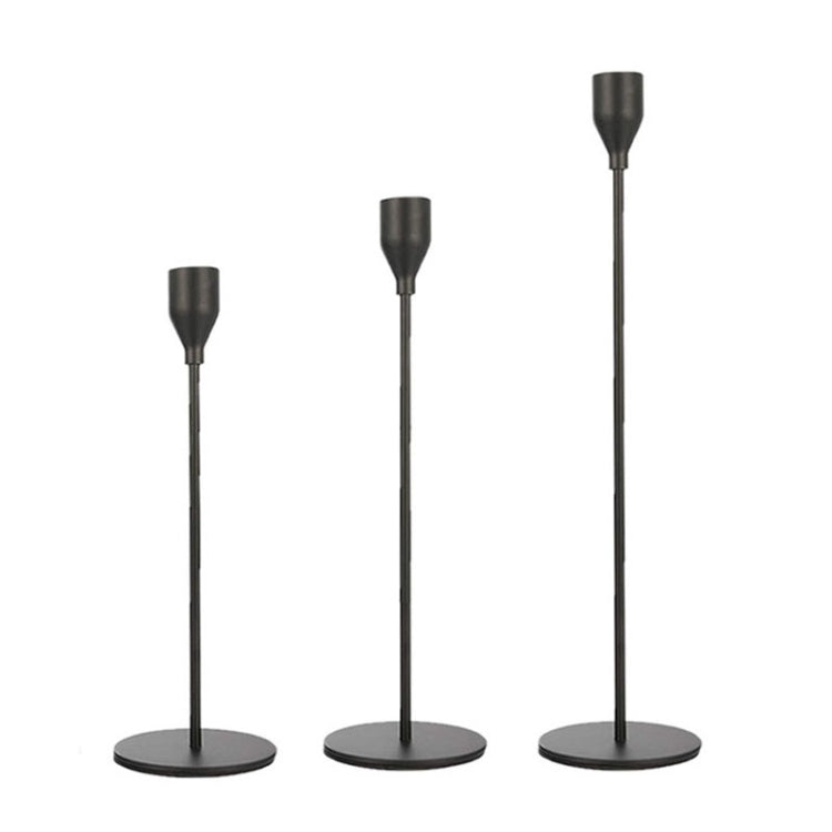 3 PCS / Set Home Decoration Wedding Wrought Iron Candle Holder, Style: Thin Bottom (Black)