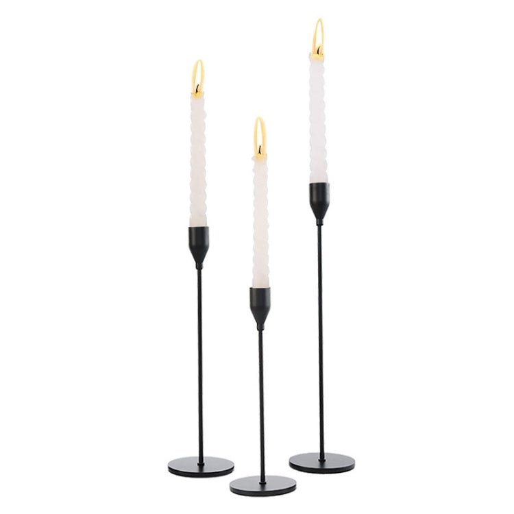 3 PCS / Set Home Decoration Wedding Wrought Iron Candle Holder, Style: Thin Bottom (Black)