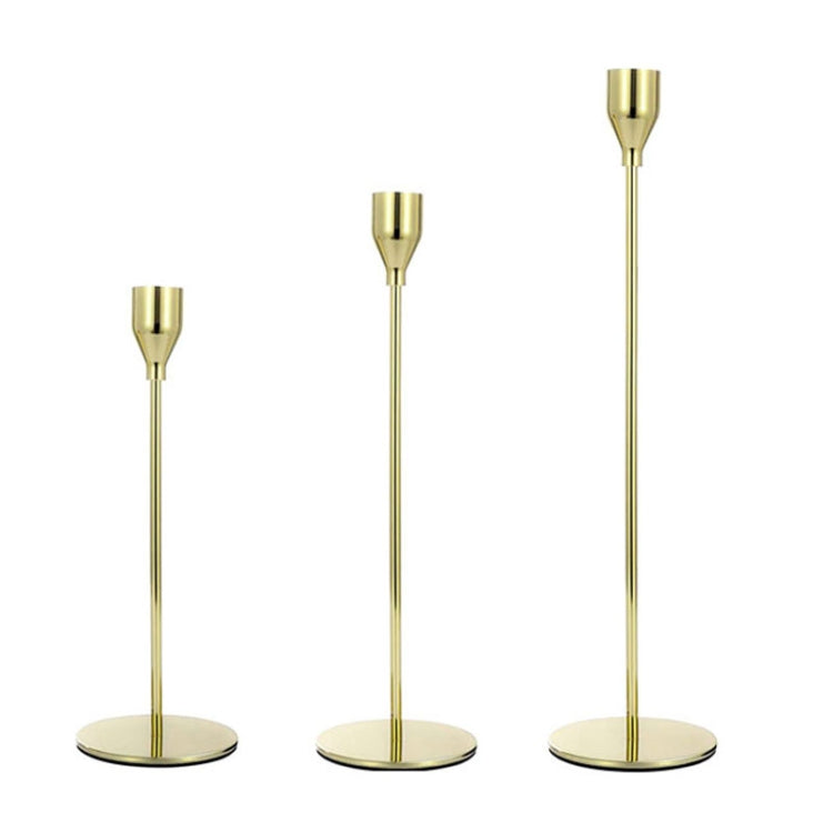 3 PCS / Set Home Decoration Wedding Wrought Iron Candle Holder, Style: Thin Bottom (Imitation Gold)