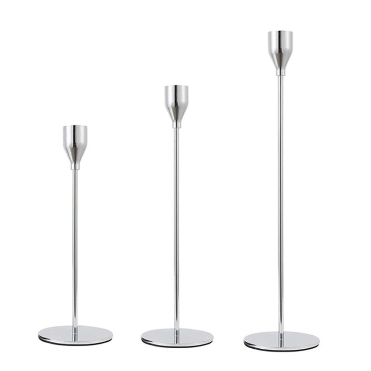 3 PCS / Set Home Decoration Wedding Wrought Iron Candle Holder, Style: Thin Bottom (Silver)