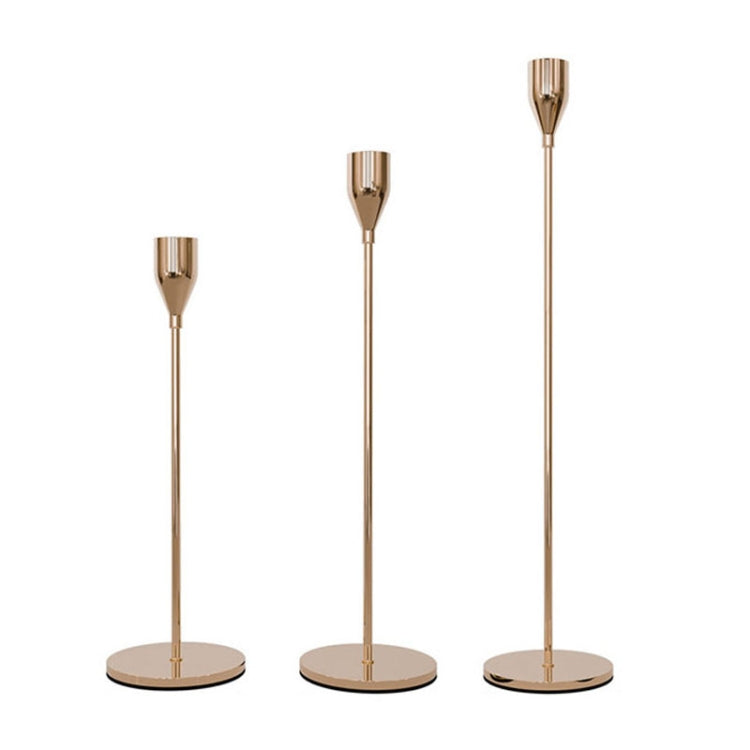 3 PCS / Set Home Decoration Wedding Wrought Iron Candle Holder, Style: Thick Bottom (Gold)