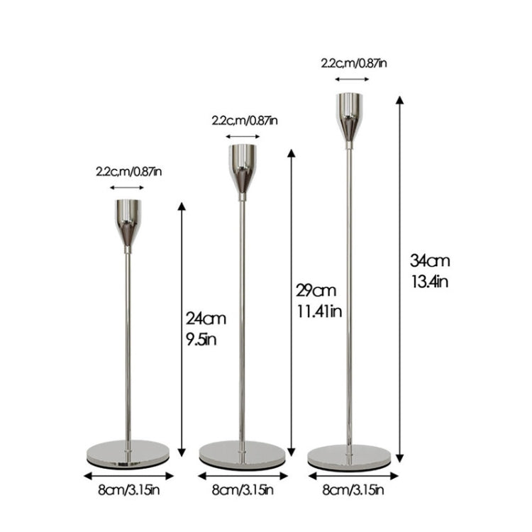 3 PCS / Set Home Decoration Wedding Wrought Iron Candle Holder, Style: Thick Bottom (Rose Red)