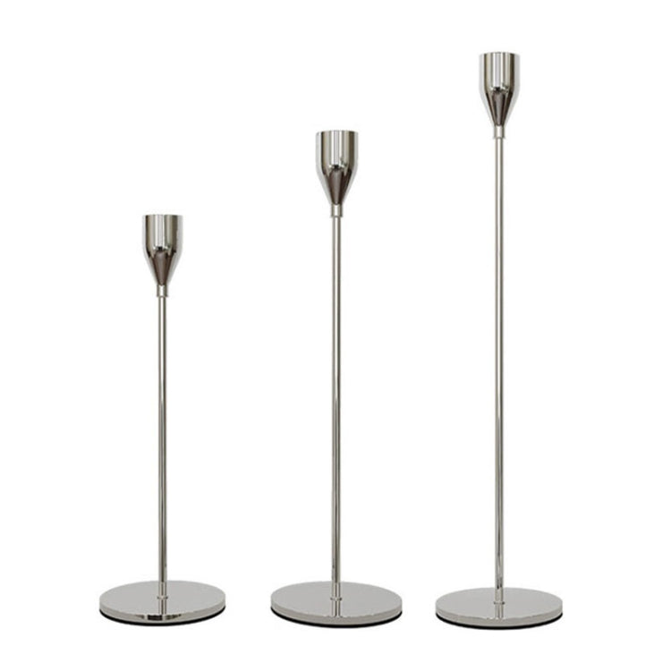 3 PCS / Set Home Decoration Wedding Wrought Iron Candle Holder, Style: Thick Bottom (Silver)