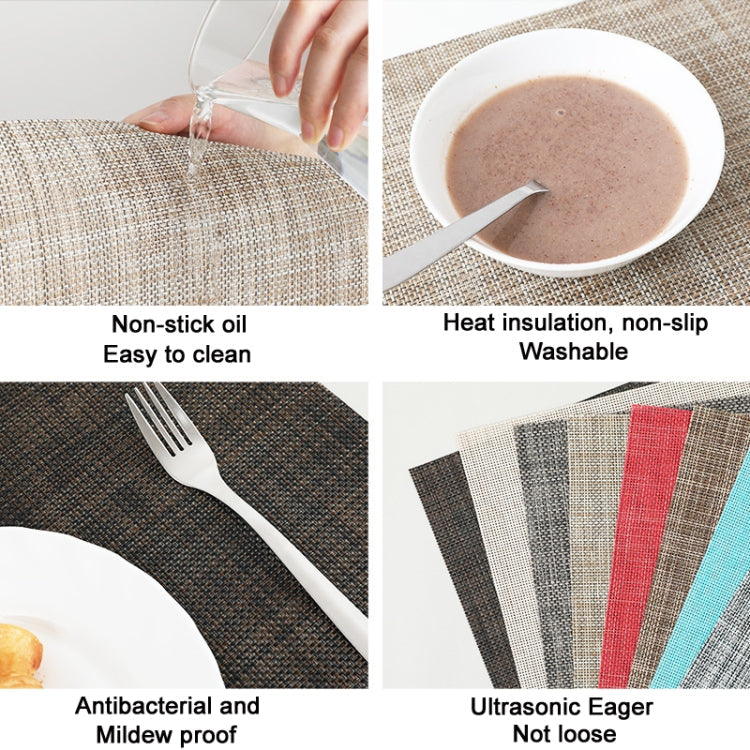 PVC Woven Antibacterial Mildew Proof Heat Insulation Coaster(Gray White)