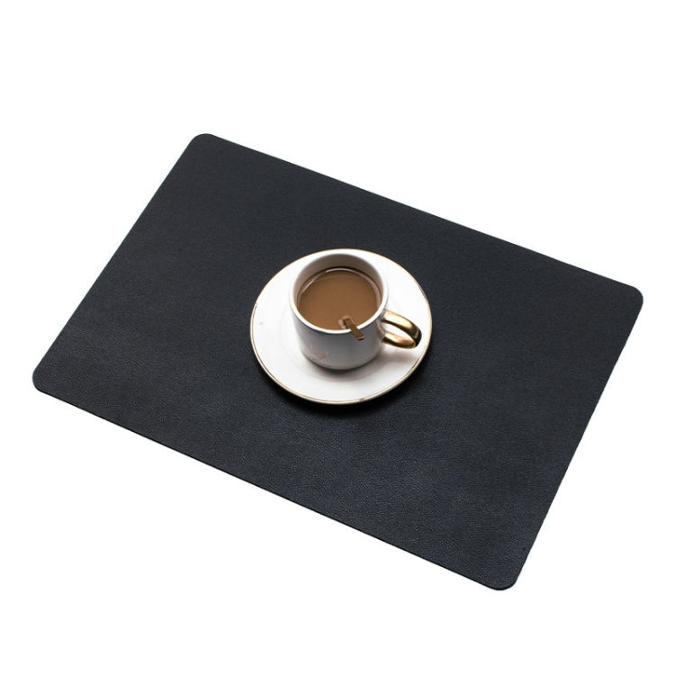 2 PCS PU Waterproof Oilproof Leather Heat Insulation Placemat(Black)
