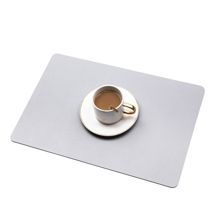2 PCS PU Waterproof Oilproof Leather Heat Insulation Placemat(Light Gray)