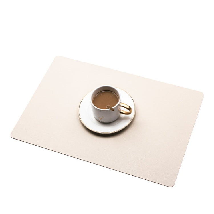 2 PCS PU Waterproof Oilproof Leather Heat Insulation Placemat(Creamy White)
