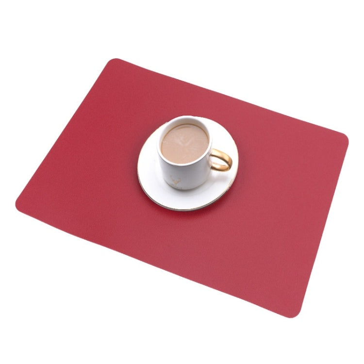 2 PCS PU Waterproof Oilproof Leather Heat Insulation Placemat(Red)