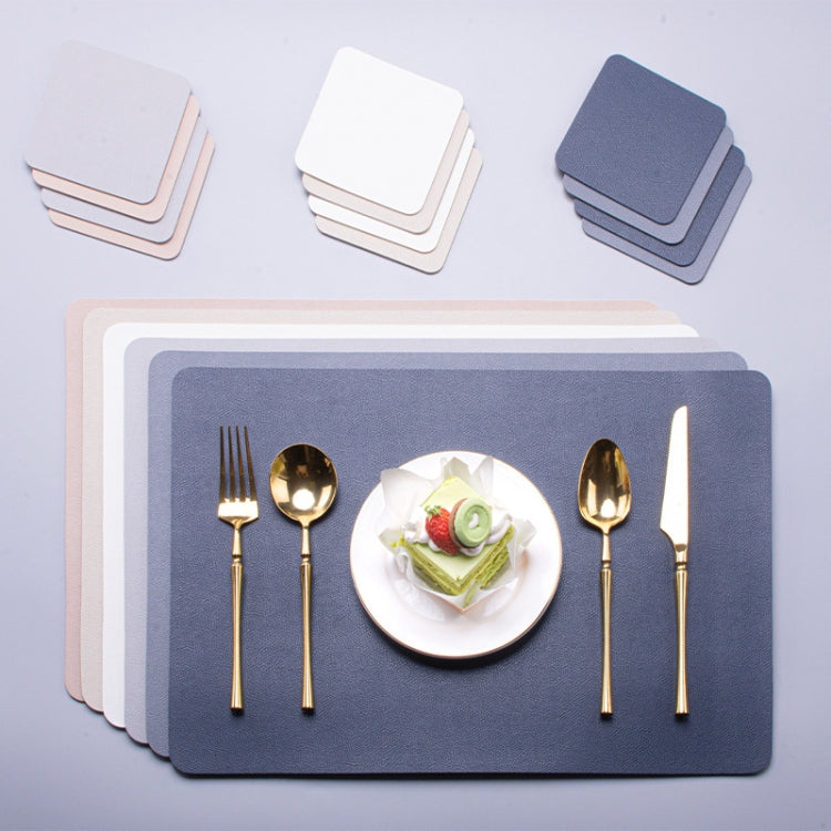 2 PCS PU Waterproof Oilproof Leather Heat Insulation Placemat(Dark Gray)