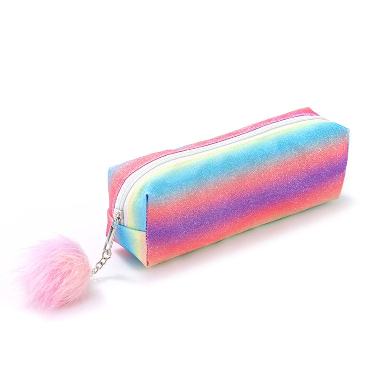 Rainbow Glitter Pen Bag Shimmering Pencil Bag Make-up bag(Rose Red Dazzle Color)