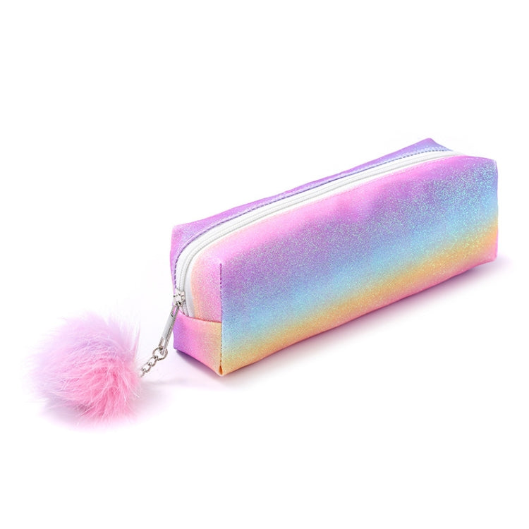 Rainbow Glitter Pen Bag Shimmering Pencil Bag Make-up bag(Pink Dazzle Color)