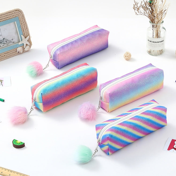 Rainbow Glitter Pen Bag Shimmering Pencil Bag Make-up bag(Pink Dazzle Color)