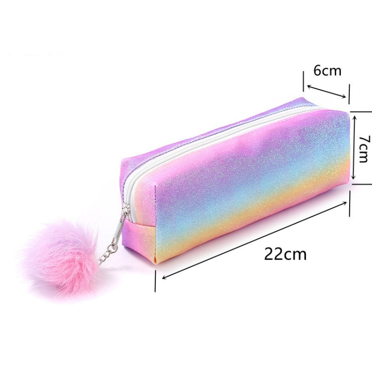 Rainbow Glitter Pen Bag Shimmering Pencil Bag Make-up bag(Striped Rainbow)
