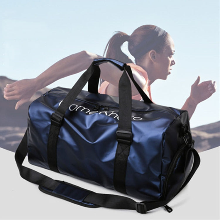 B-316 Large Capacity Glossy Waterproof Fitness Bag Luggage Bag(Black)