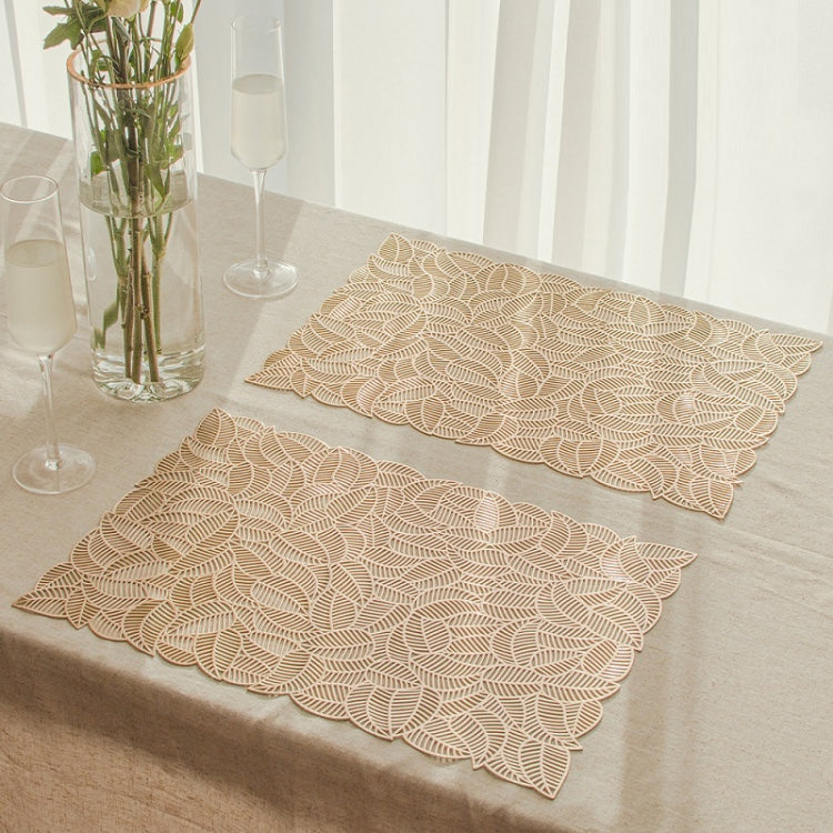 Hollow PVC Table Top Durable Insulated Placemat(Gold)