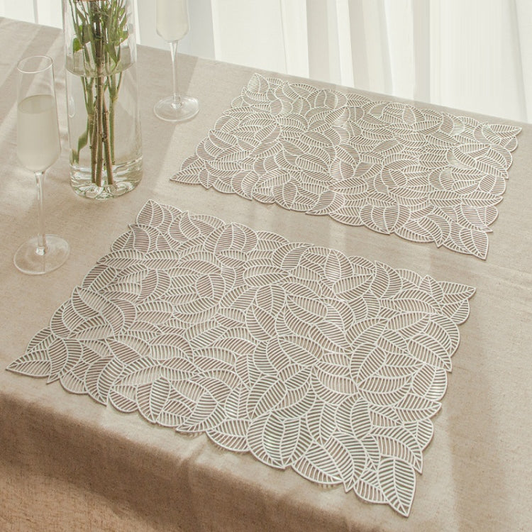 Hollow PVC Table Top Durable Insulated Placemat(Silver)